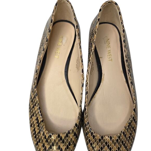 Nine West Women Brown Leather Snakeskin Pointed Toe Slip-On Flats SZ 6.5 Career - Picture 4 of 11